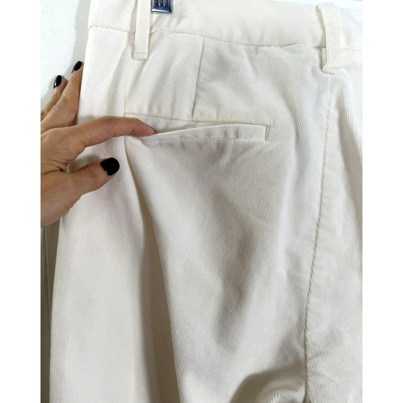 Banana Republic Wide Leg Crop Corduroy Pants Size 10R Ivory Stretch New - Read - Picture 9 of 16